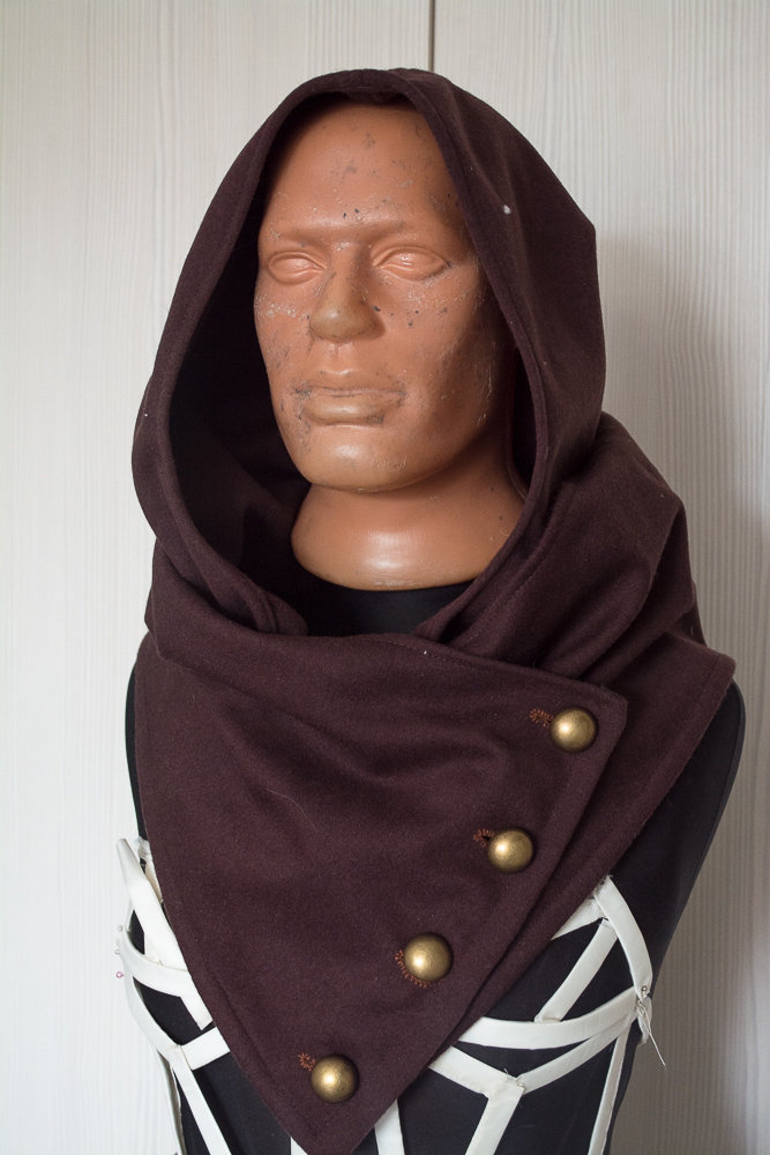 Medieval Fantasy Riding Hood Larp Cowl Wool Chaperon Garb Etsy