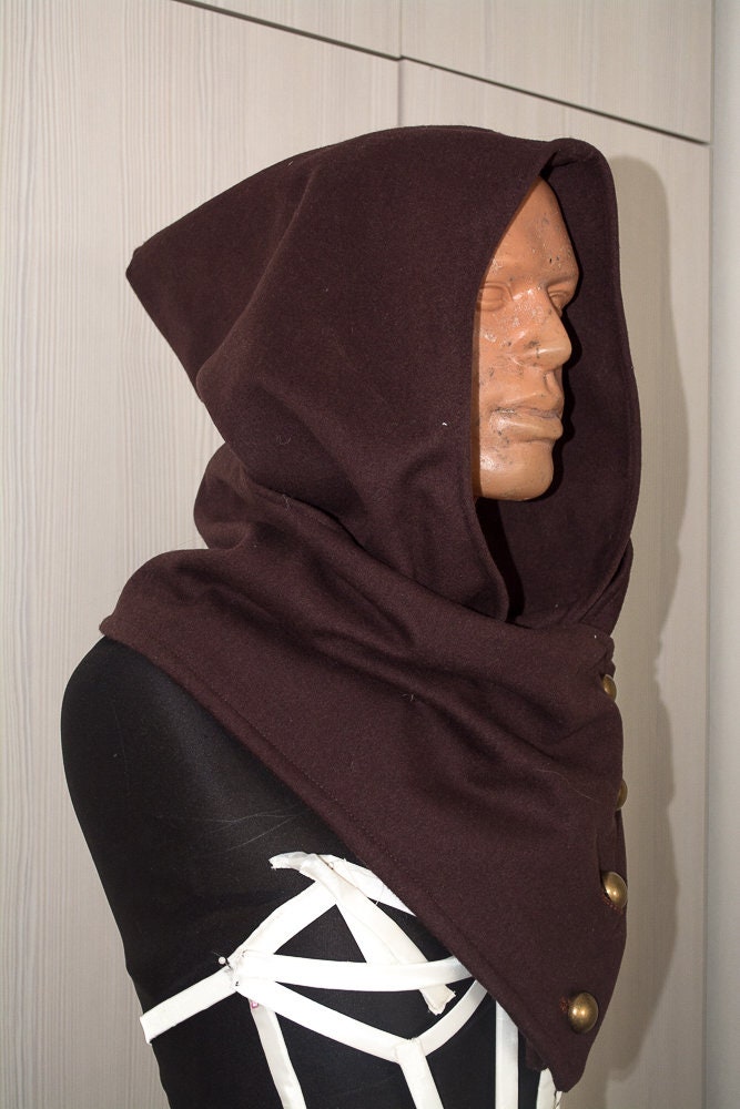 Medieval Fantasy Riding Hood Larp Cowl Wool Chaperon Garb Etsy