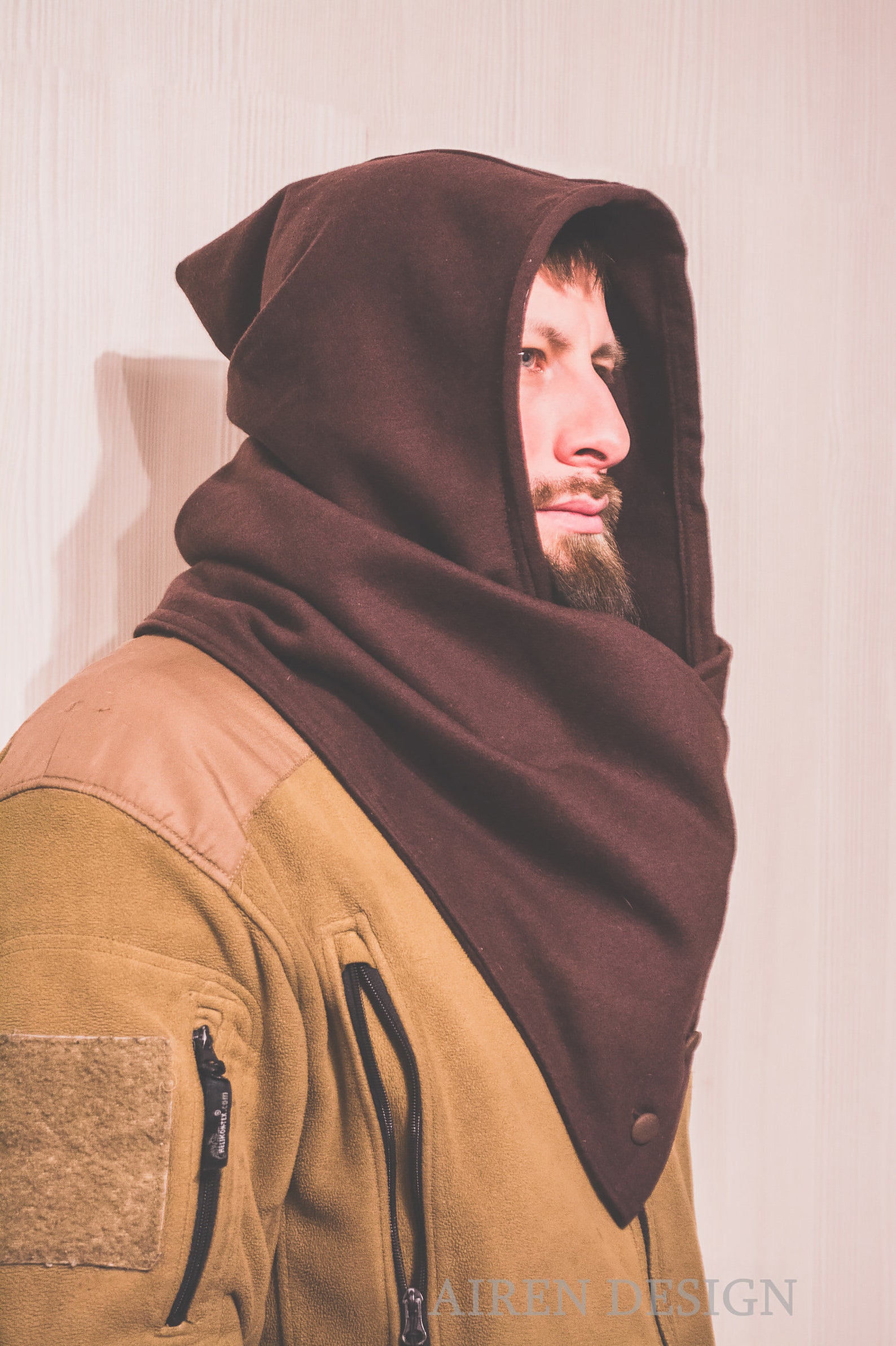 Medieval Fantasy Riding Hood Larp Cowl Wool Chaperon Garb Etsy