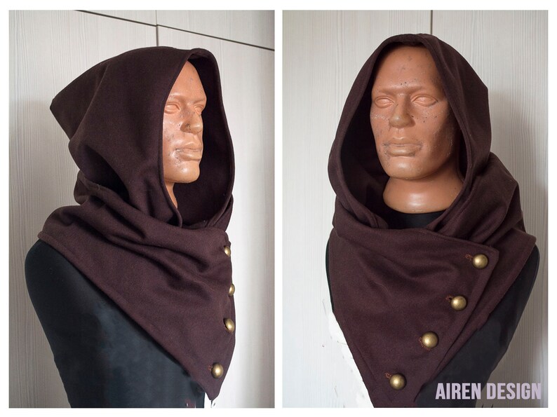 Medieval Fantasy Riding Hood Larp Cowl Wool Chaperon Garb Etsy