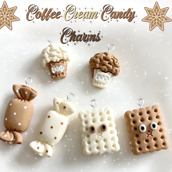 Christmas] Coffee Cream Candy Charm Pendant Resin Bonbon Biscuit Cupcake Sweet Glace Vanille Café Kawaii Craft Lovers Gift