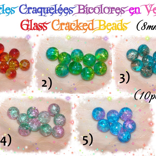 10pcs/lot Perles Craquelées Verre Bicolores Cracked Glass Beads Galaxy Watermelon Jewelry Supplies Making Craft (8mm) Fantasy Bijoux