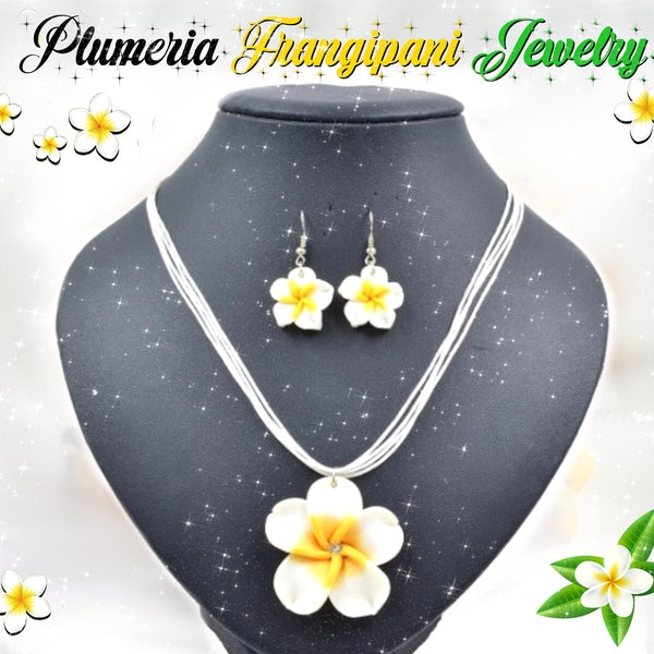 Plumeria Jewelry Necklace Earrings Frangipani Christmas Summer Hawaii Flower Bijoux Woman Friends Tropical Gift Enfant Bijou