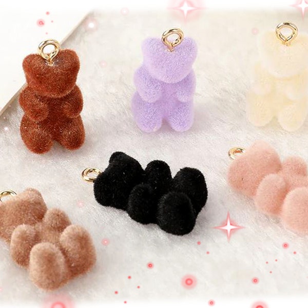 Summer] Charms Gummi Bears Velvet Candy Pendant Resin Bijoux Woman Velours Chocolat Bonbon Guimauve Bracelet Earrings DIY Love Gift