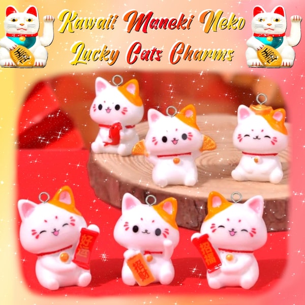 Charms Maneki Neko Cat Lucky New Year Pendant Résine Bijoux Cute Kawaii Chinese Lunar Earrings DIY Love Gift