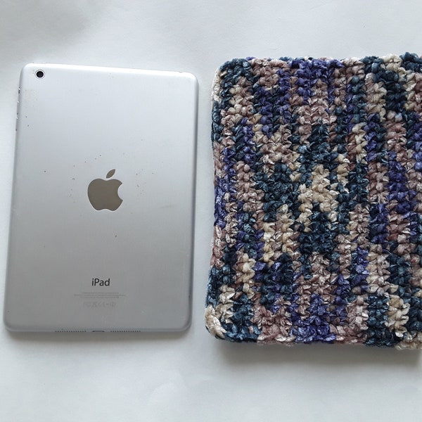 Velvety Soft Rose & Turquoise iPad Mini Cover - Crocheted