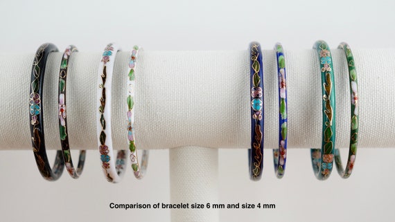 Cloisonné Bracelets 6 mm, Handmade Bronze Enamel … - image 9