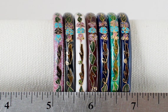Cloisonné Bracelets 6 mm, Handmade Bronze Enamel … - image 2