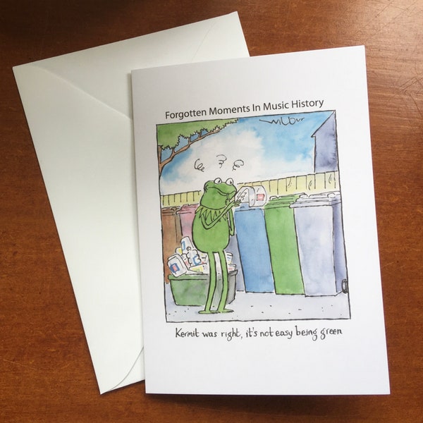 Kermit being Green comedy blank greetings card