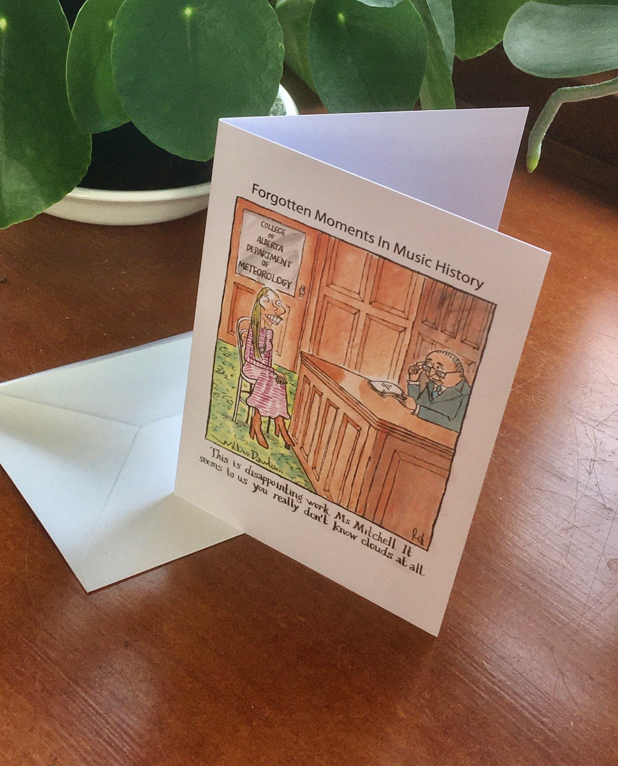 Joni Mitchell comedy blank greetings card