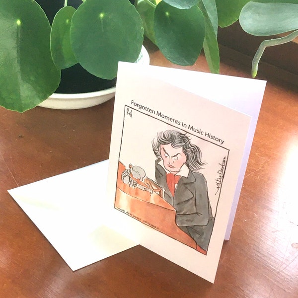 Beethoven and Schroeder comedy blank greetings card