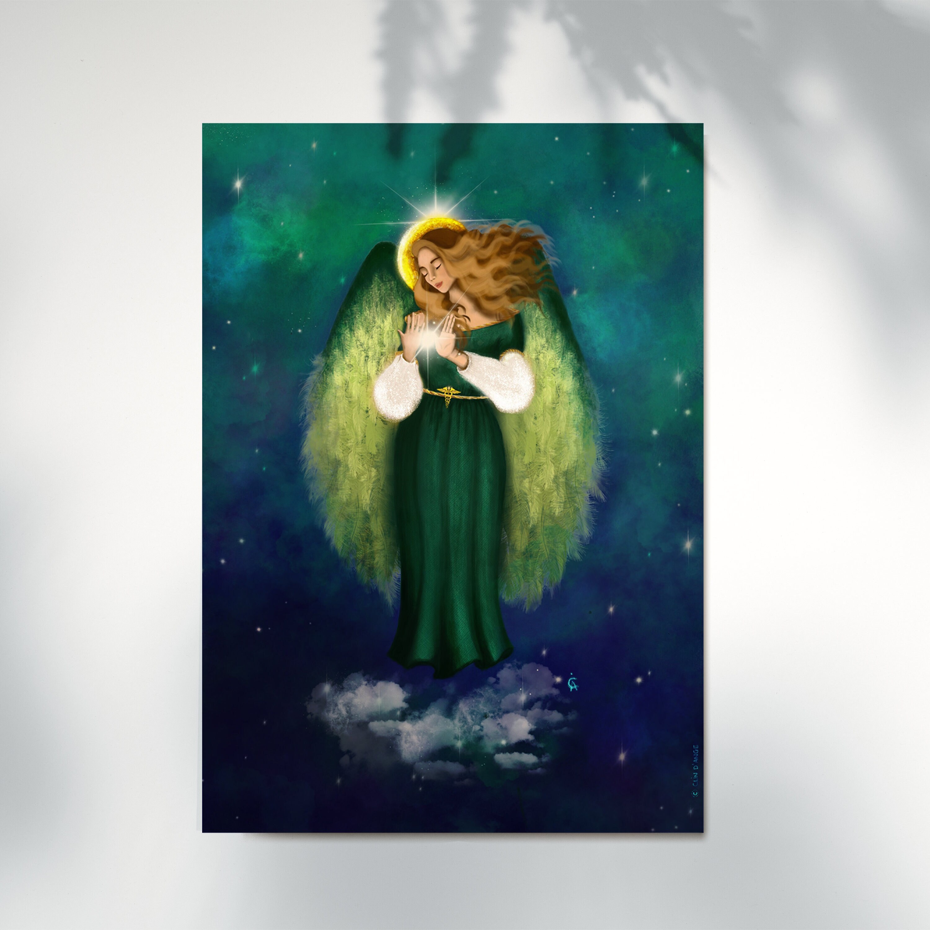 Affiche/Print Illustration Ange Gardien de La Guérison et Médecine, Archange Raphaël, Dessin, Décora