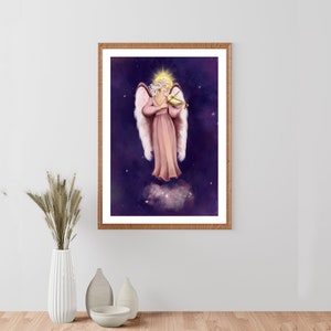 Poster / print guardian angel of music with starry sky, A6 postcard, lucky drawing image 5