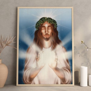 Affiche Jésus Christ, maître Yeshua, illustration art sacré poster print carte postale