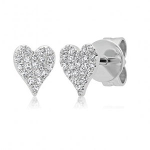 14k Gold and Diamond Pave Elongated Heart Earrings
