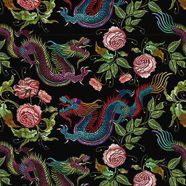 Italian Velvet Fabric Dragon print Fabric by the Meter | Etsy