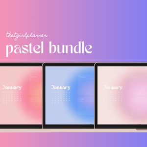 2024 Bundle of 3 (42) Pastel Gradient Aura Wallpaper Desktop Organizer for 12 Months | Calendar| Macbook & Windows, Student Organizer