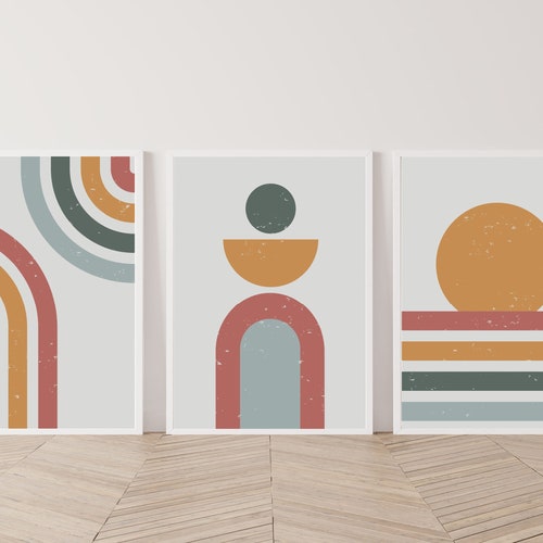 Abstract Sun Art Boho Print Boho Wall Decor Minimalist Etsy