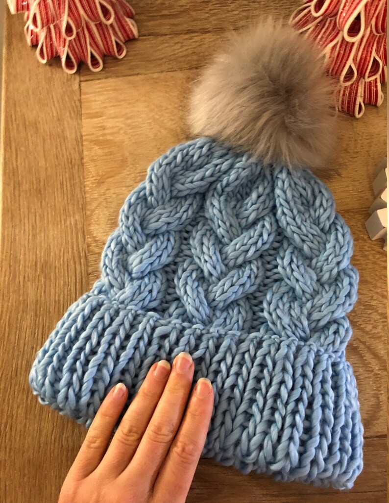 Braided Cable Knit Beanie Pattern: Chunky Wool Hat (instant Download ...