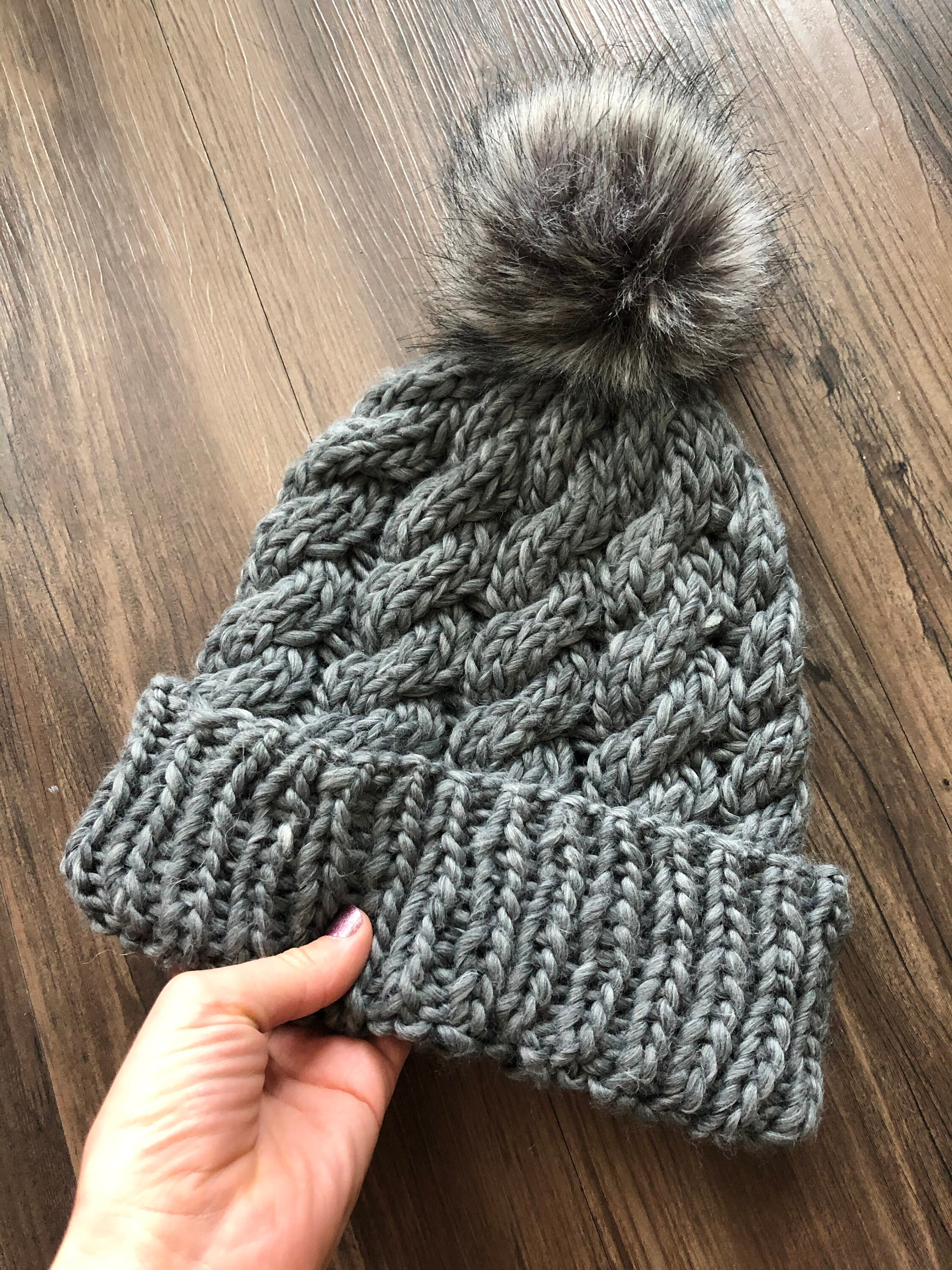 Beginner Cable Knit Beanie Pattern: Chunky Adult Wool Hat (instant ...