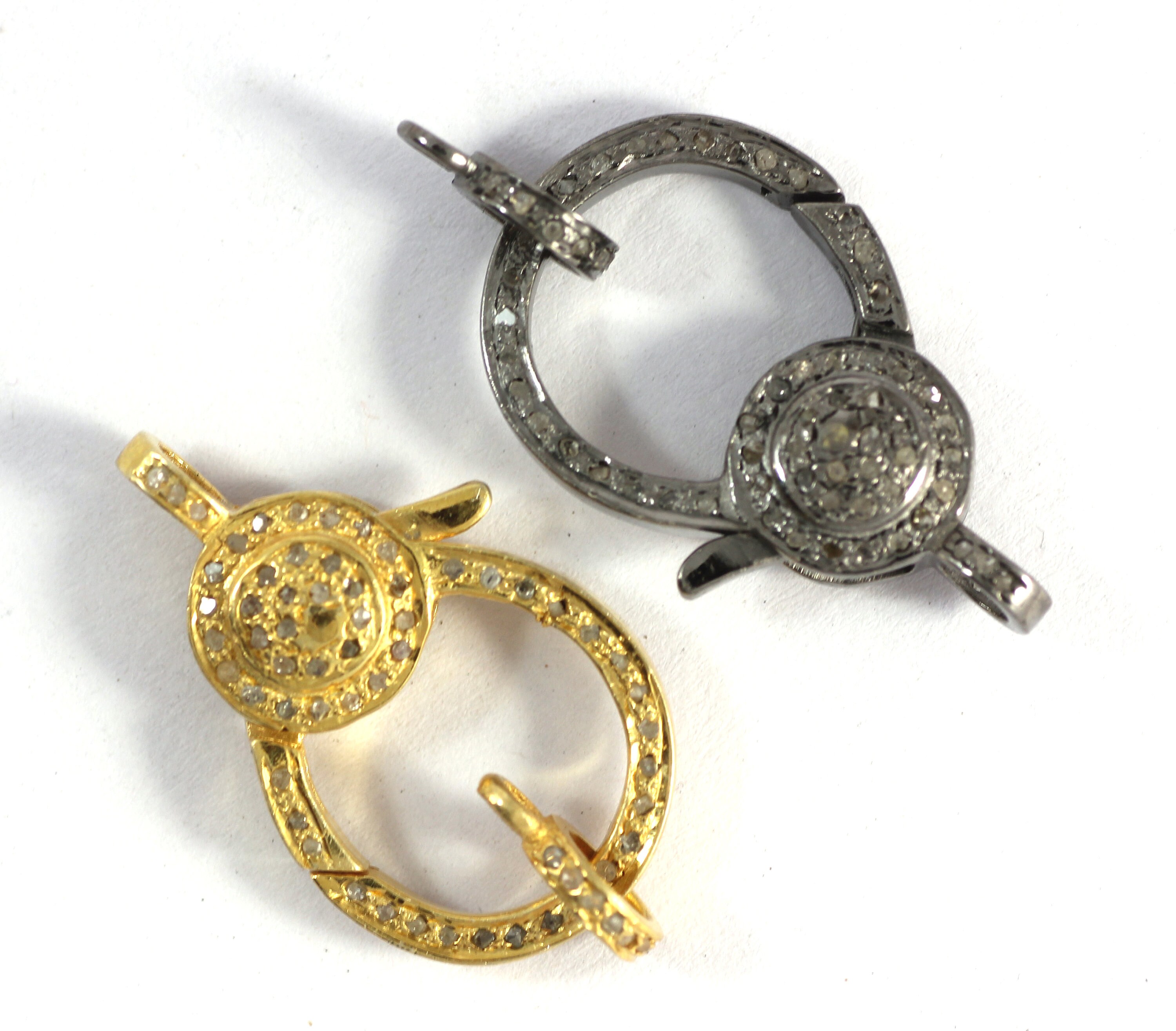 Round Pave Diamond 925 Sterling Silver Handmade Beautiful Designed