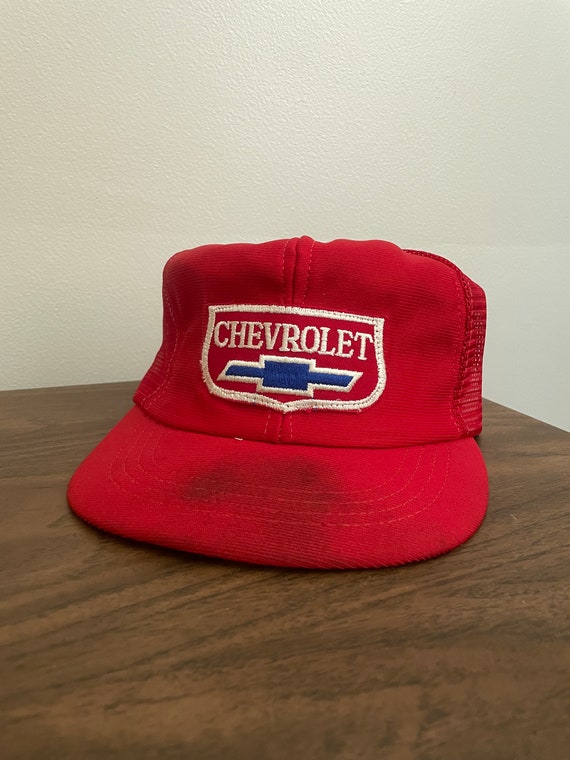 Vintage Chevrolet Trucket Hat Red Mesh. The Cap Fa