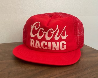 Cappello da camionista rosso Coors Racing vintage degli anni '80 menta