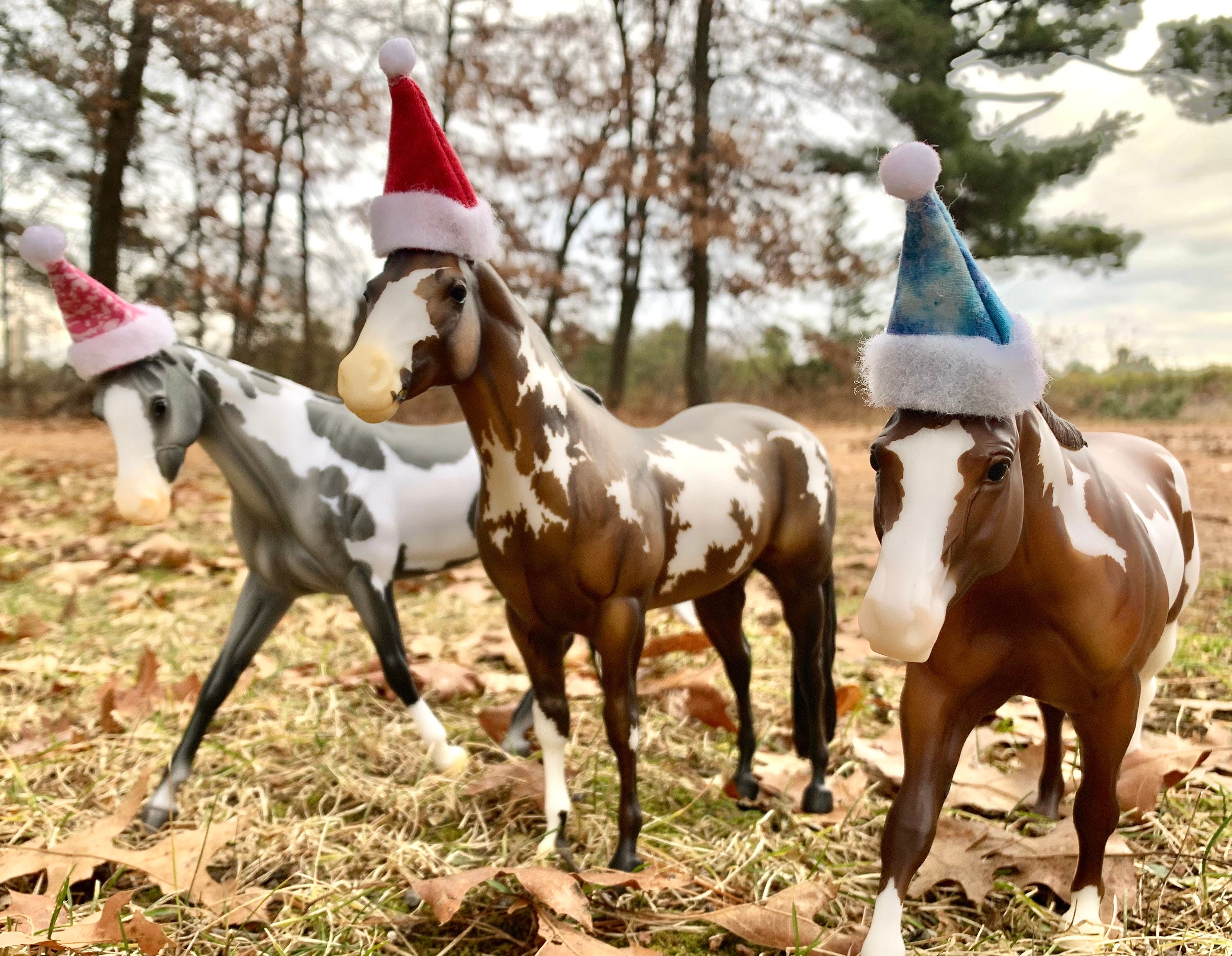 Traditional model horse Santa hat Etsy