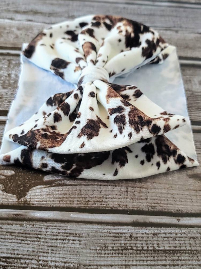 Cow print ultra soft fabric headwrap bows bow hairclips Etsy