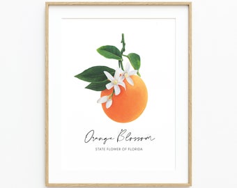 Florida Orange Blossom, State Flower Painting, Fine Art Print, Wall Decor