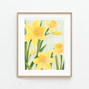 Riega lo que deseas que crezca. Ilustración de narciso, obra de arte original, impresión artística de 8x10 pulgadas.