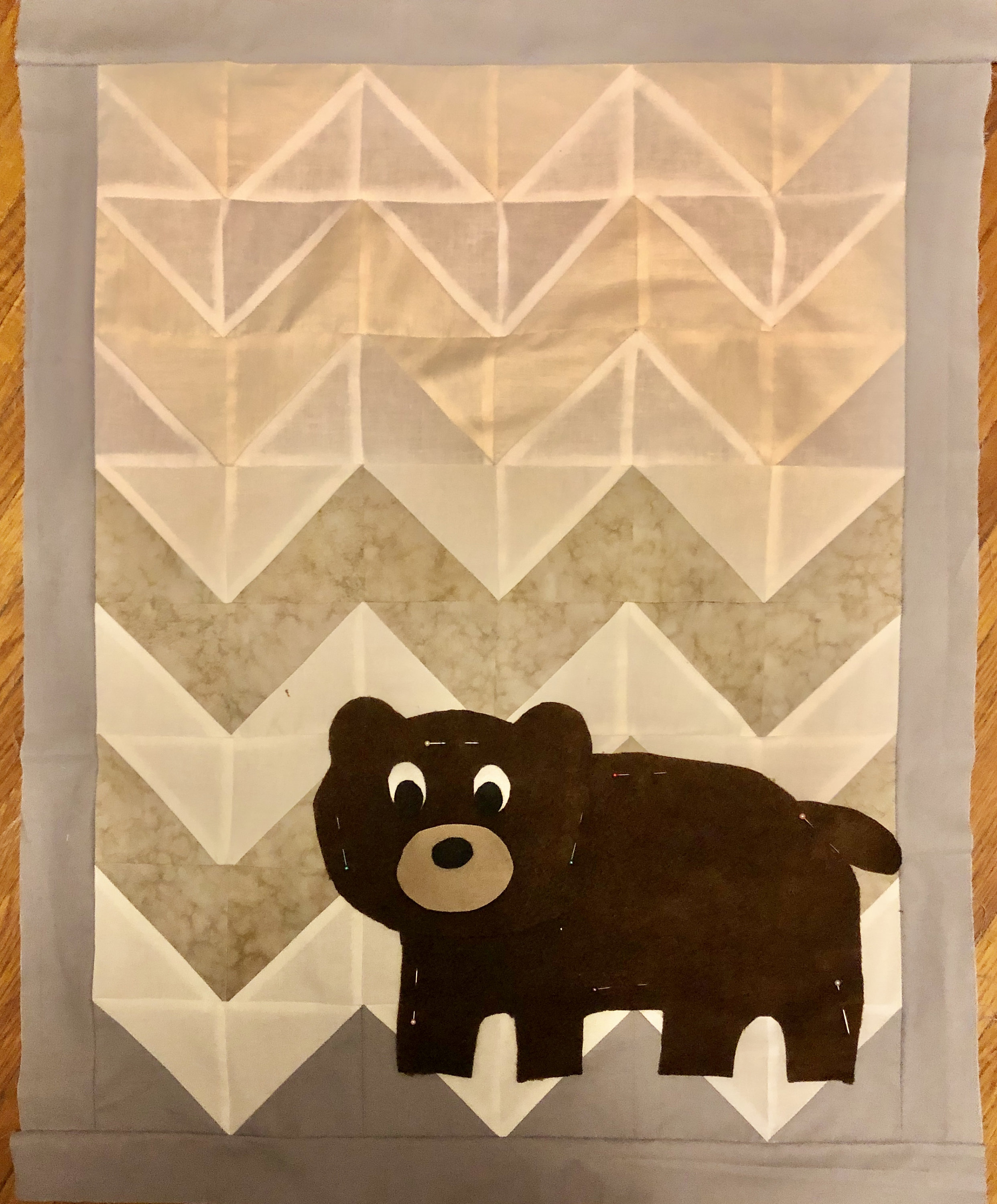 Baby quilt brown bear quilt chevron quilt Etsy
