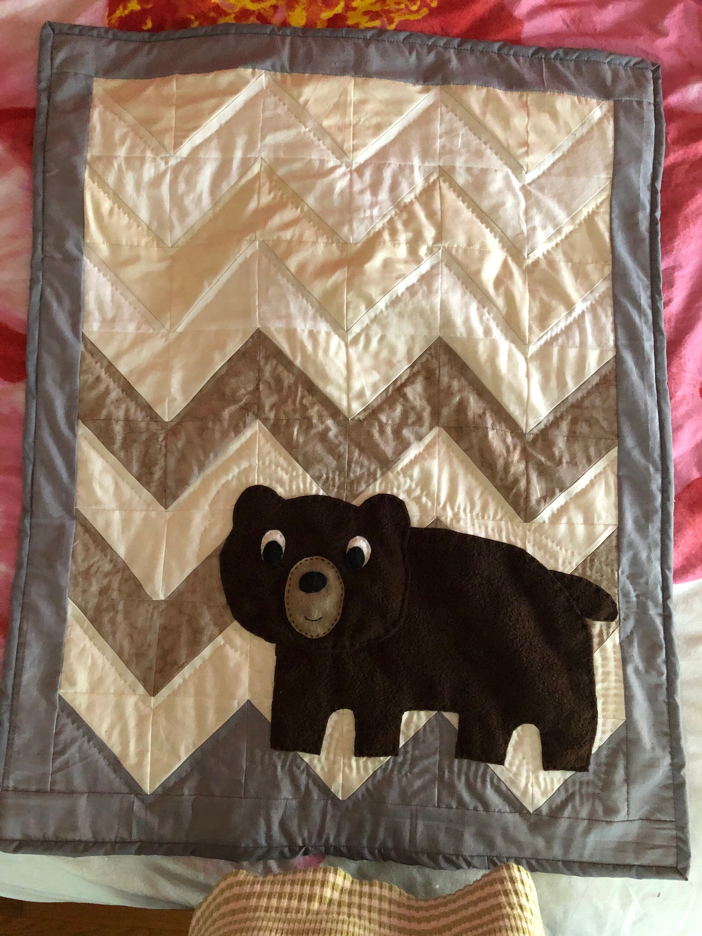 Baby Quilt, Brown Bear Quilt , Chevron Quilt Etsy UK