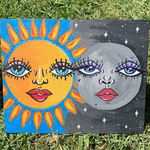 Sun & Moon acrylic painting