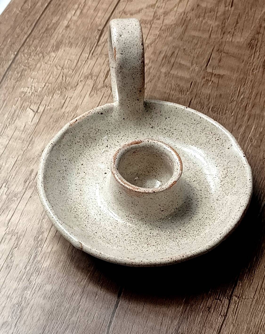 BlueBeige Vintage Stoneware Pottery Girl Face Candle Holder Candlestick