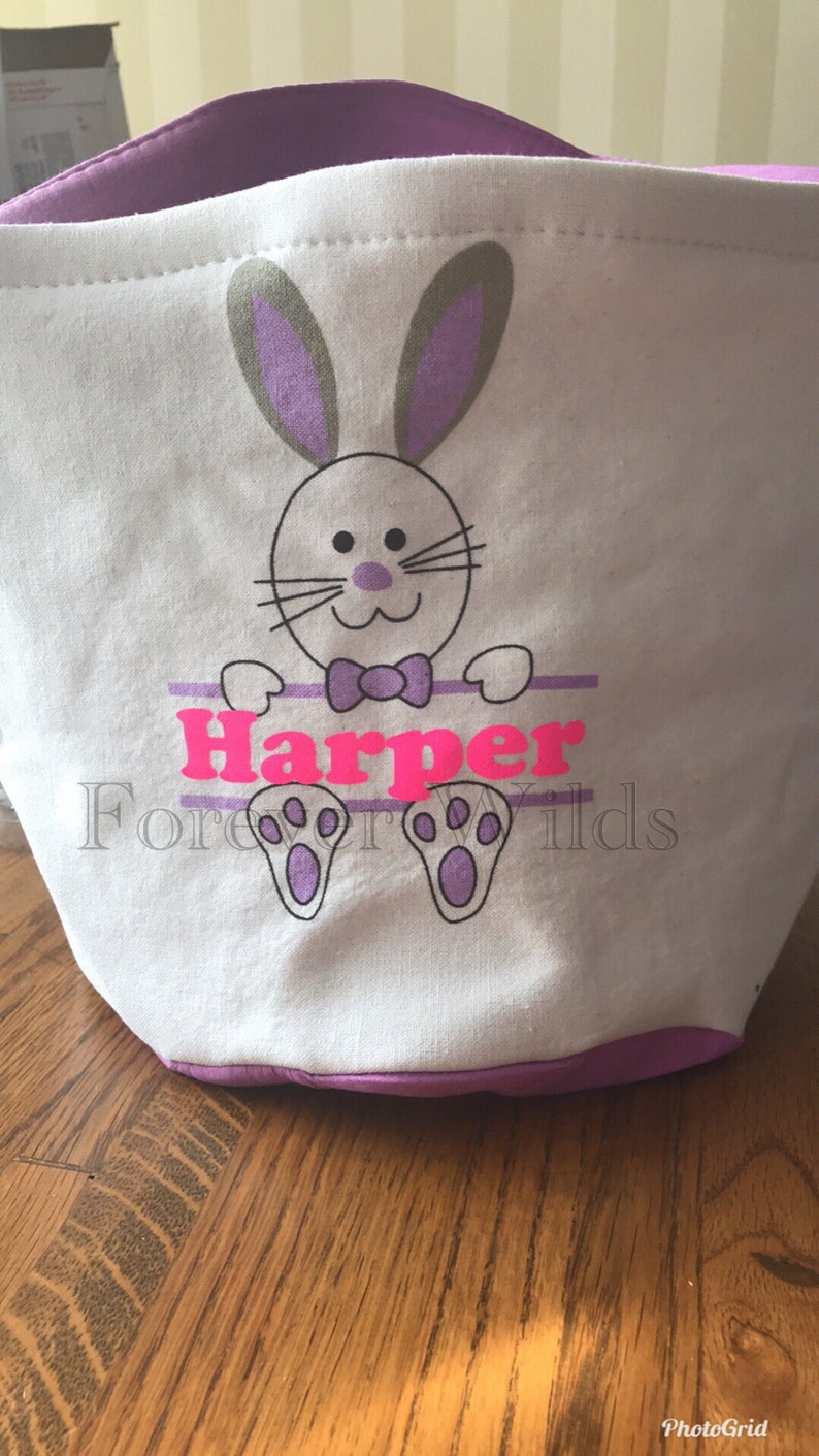 Split bunny Easter basket Bunny Easter Basket monogram Easter basket kids Easter basket