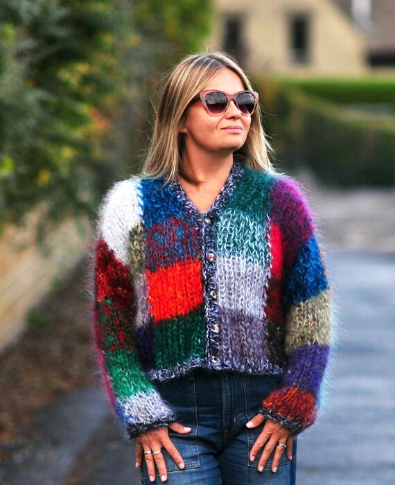 Short Mohair Cardigan Hand Knitted 