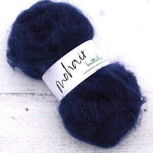 Navy blue mohair yarn - chunky British mohair - 50g midnight