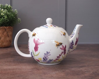 1L  Teapot With Bee Theme And Lavender Print Ceramic Bee Teapot Comes In A Giftable Packaging Birthday Gifts