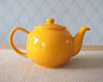 6 Cup Mustard Stoneware Teapot For Loose Leaf Teas Large Teapot Birthday Gifts