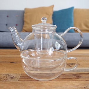 One Cup Teapot Set With Infuser And Cup For Loose Leaf Teas Borosilicate Glass Small Teapot For One Birthday Gifts