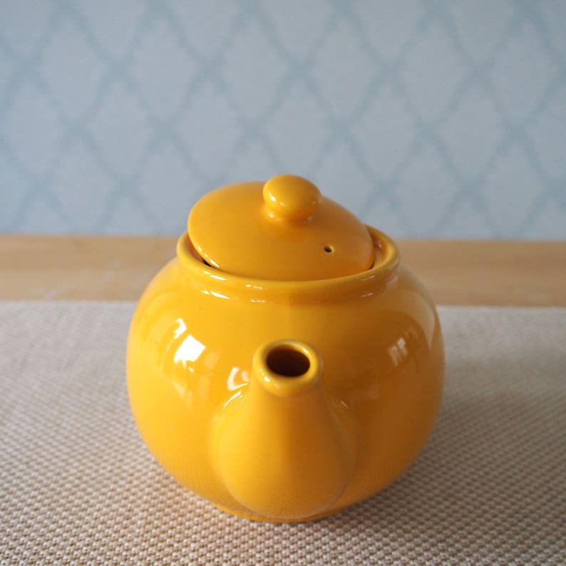 6 Cup Mustard Stoneware Teapot For Loose Leaf Teas Large Teapot Birthday Gifts image 3