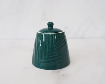 Porcelain Dark Green Sugar Pot Glossy Finish Sugar Pot Matching Items Available Birthday Gifts