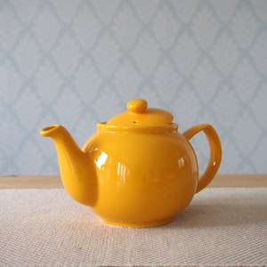 6 Cup Mustard Stoneware Teapot For Loose Leaf Teas Large Teapot Birthday Gifts image 4