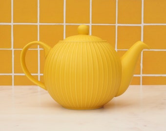 900ml Yellow Teapot With Textured Lines Great For Loose Leaf Tea  Birthday Gifts Housewarming Gifts
