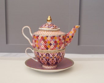 Teapot For One With Infuser And Matching Cup And Saucer Rose Tea For One Birthday Gifts