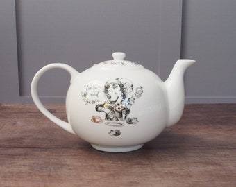 Alice In Wonderland Teapot: Fine China 1.1l Teabag & Loose Leaf Tea