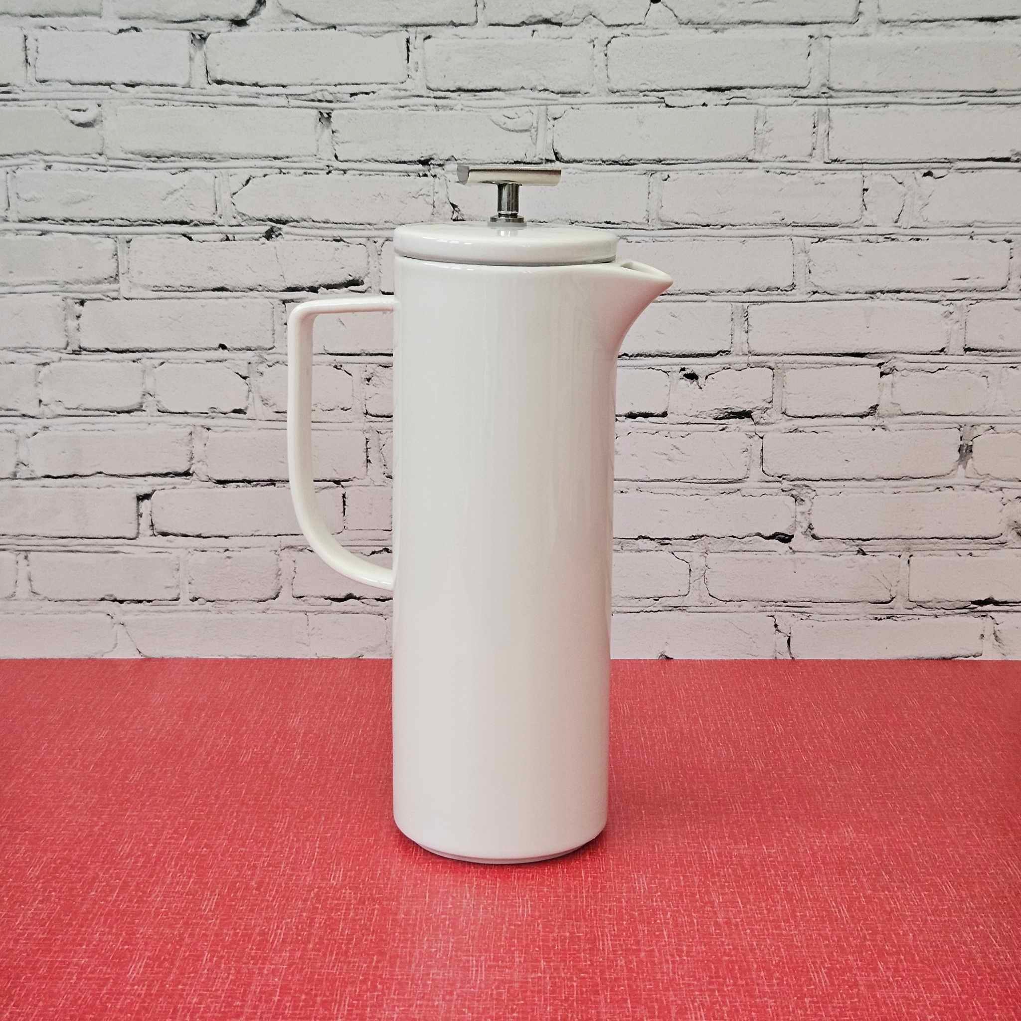 1.2L White Ceramic Cafetiere French Press With Stainless Steel Mesh Filter Art Deco Inspired Etsy