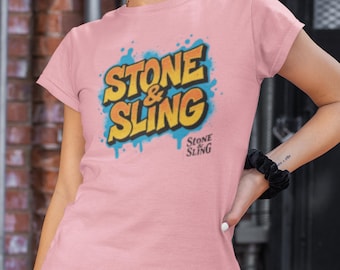 Stone & Sling Graphic Tee | Retro Graffiti Logo T-Shirt