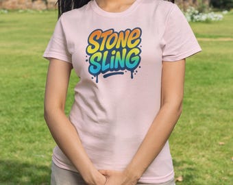 Stone & Sling graphic tee | Colorful graffiti text shirt